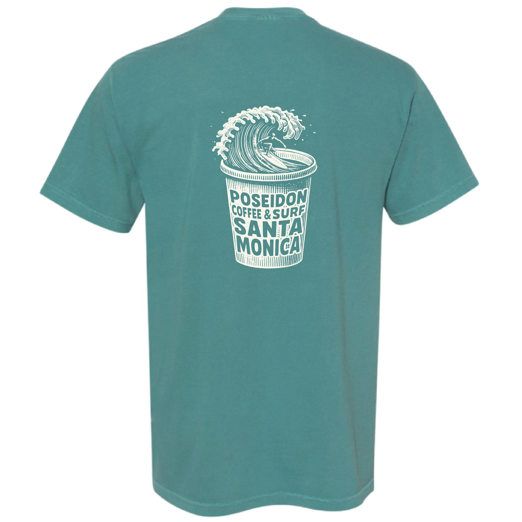 Poseidon Coffee and Surf Pocket Tee - Emerald