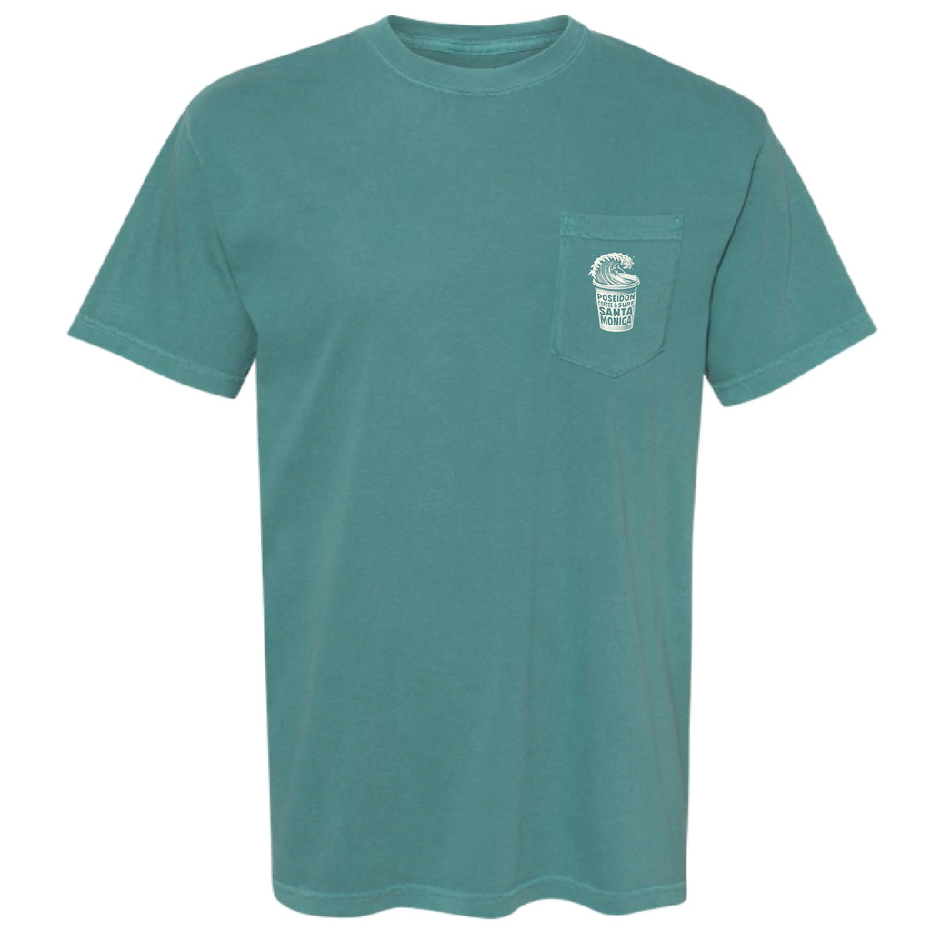 Poseidon Coffee and Surf Pocket Tee - Emerald