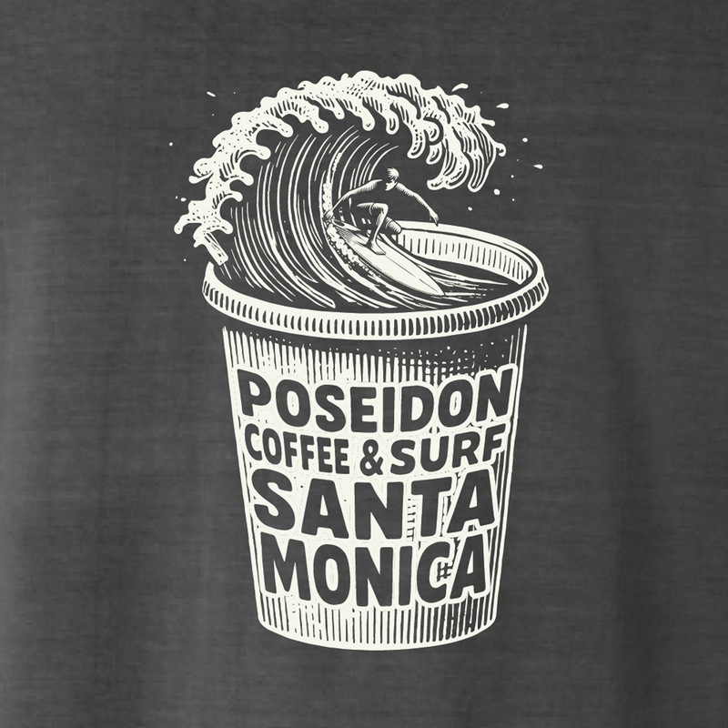 Poseidon Coffee and Surf Pocket Tee - Pepper